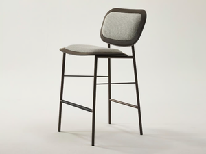 VINTAGE - High fabric stool with leather details _ Casa Covre